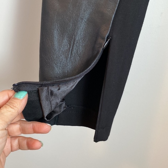 Lord & Taylor Leather/Ponte Ankle Zip Pants Black - Picture 5 of 6